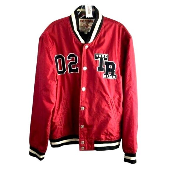 True Religion Varsity Jacket 2XL Red/Black Nylon & Cotton Blend Men's‎ Outerwear - Picture 4 of 7